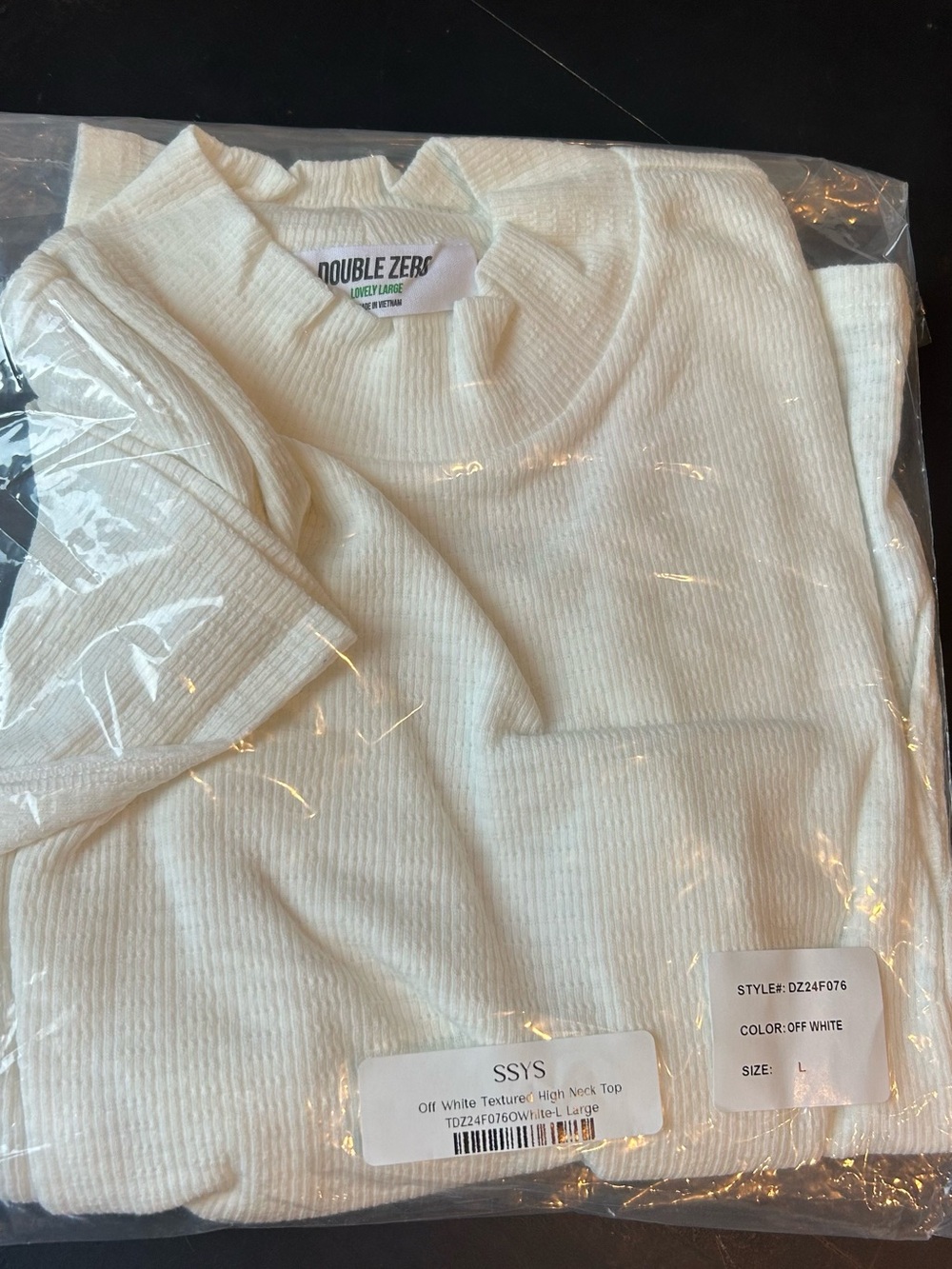 Off White Textured High Neck Top - Picture 2 of 8